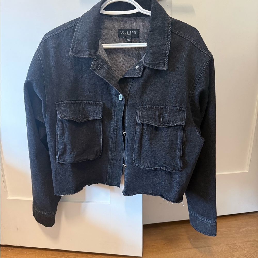 Distressed Cropped Jean Jacket